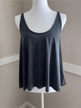 Old Navy Charcoal Gray Rib-Knit Strappy Swing Tank Top - Small Petite